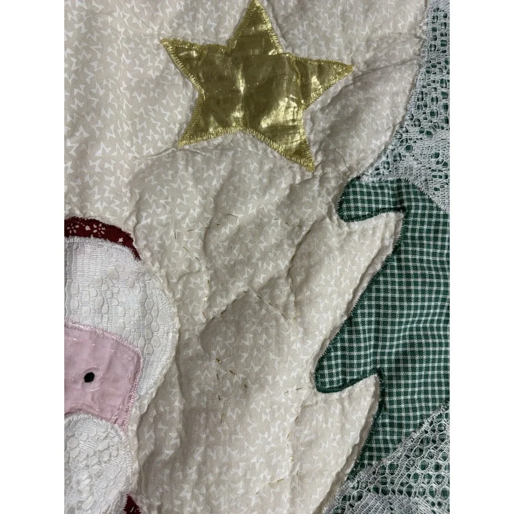 Vtn Handmade Christmas Santa Raindeer Quilted Wall Hanging Or Lap Quilt 57